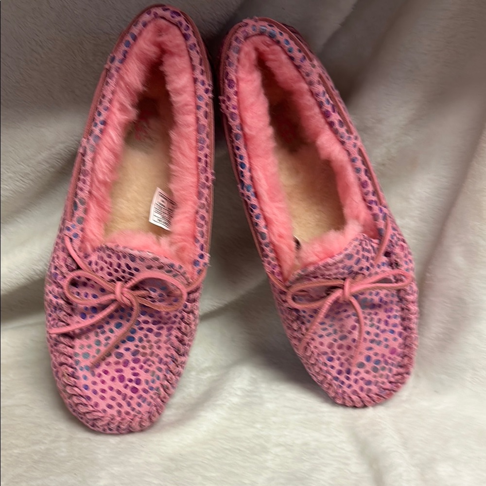 UGG Pink Dakota Kids Slipper with Spots Print